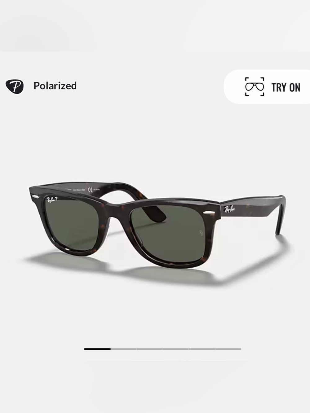 Ray Ban Original Wayfarer Classic / Polished Tortoise / Green Polarized